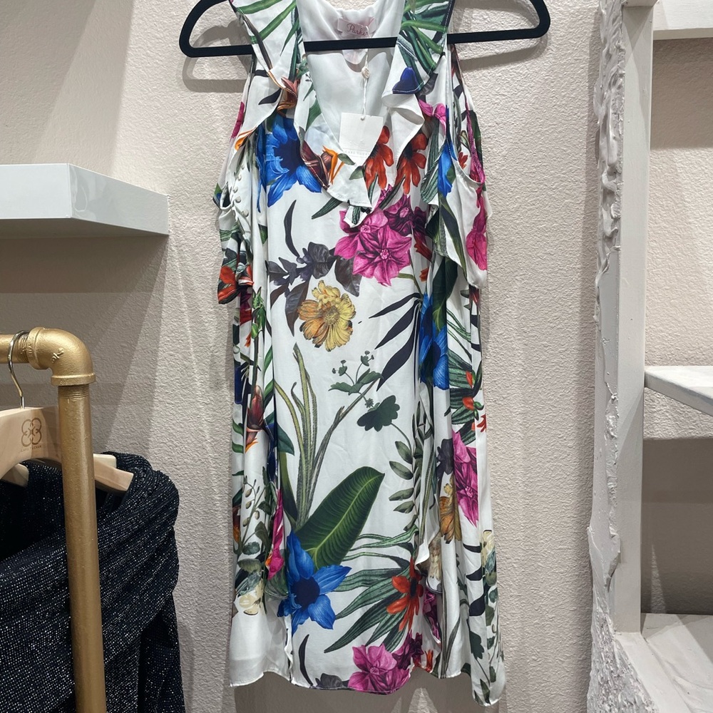 Parker Elegant Tropical Mini Dress